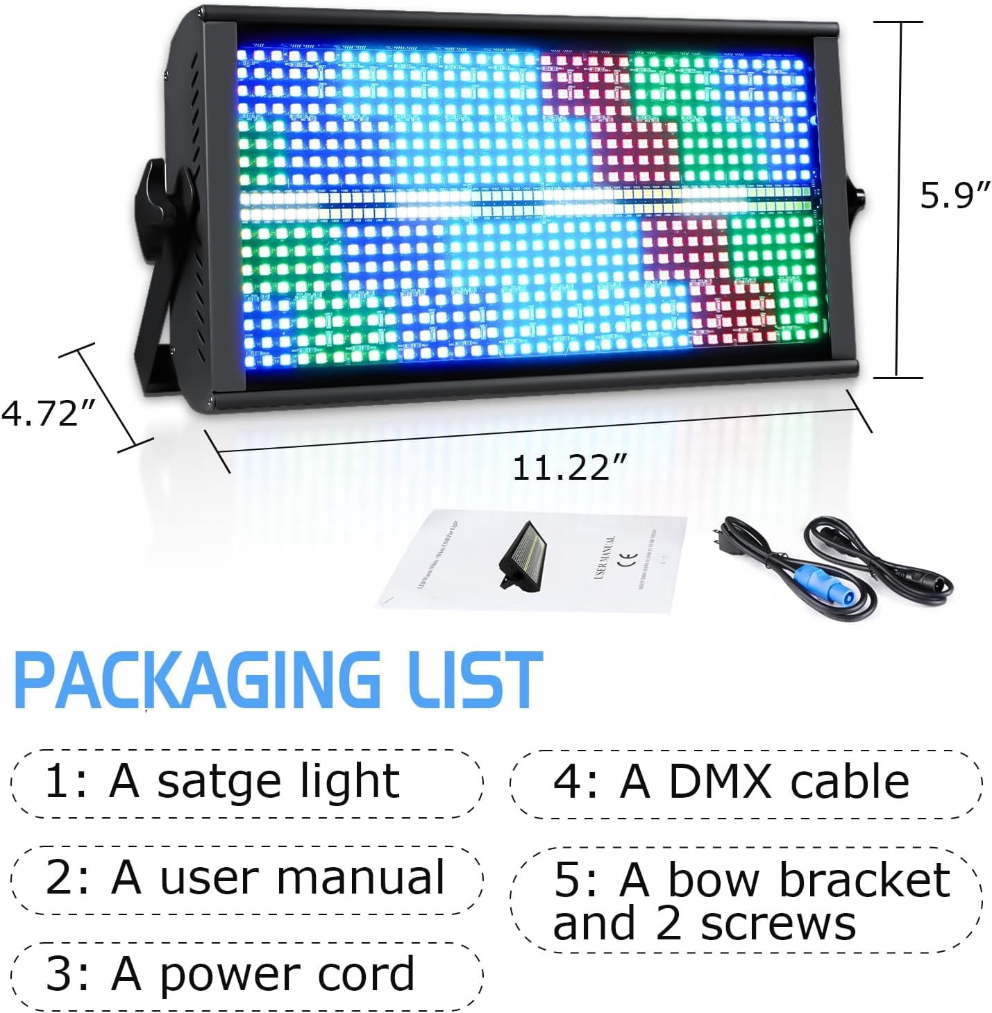 Stage Light Bar LED 200W DJ Strobe Light 768 LEDs RGBW DJ Lights with 46 Zones Chasing, Wash Lighting Uplights Sound Activated DMX 512 for Stage Lighting Bars Party Wedding Show