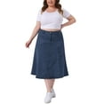 thumbnail image 2 of Agnes Orinda Plus Size Denim Skirt for Women High Waist A-Line Casual Jean Skirts with Pockets 4X Blue, 2 of 6