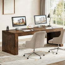 Tribesigns 79-Inch Extra Long Desk,Two Person Double Desk,Wooden Long Computer Desk Writing Table, Vintage Brown