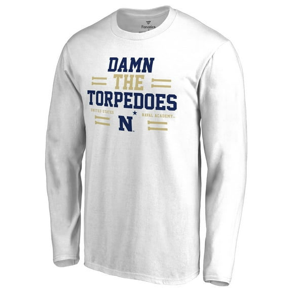 Men's White Navy Midshipmen Hometown Collection Damn the Torpedoes Long Sleeve T-Shirt