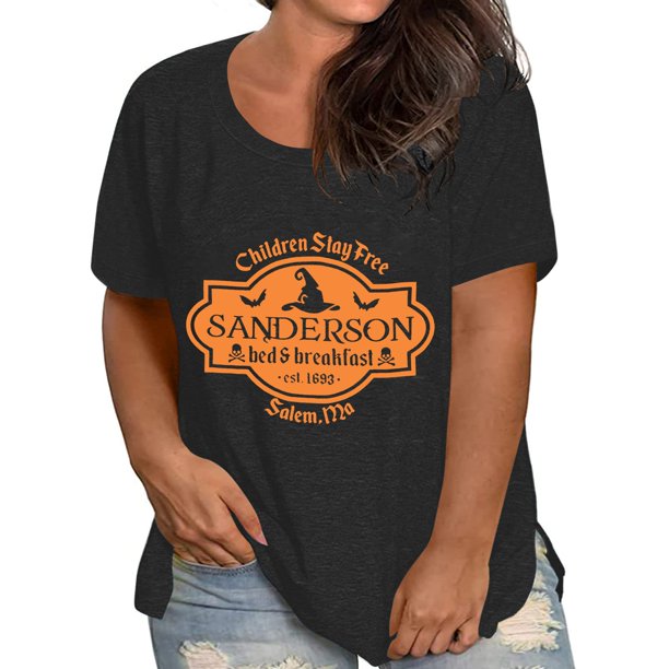 XCHQRTI Halloween Shirts for Women Hocus Pocus Plus Size Tshirt