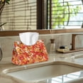 thumbnail image 5 of COEQINE Tissue Box Organizer Rectangular Tissue Container Napkin Tissue Box Cover PU Leather Tissue Case Holder for Bedroom Dresser, Nightstand, Dining Table, Pumpkin Red Maple Leaf, 5 of 7