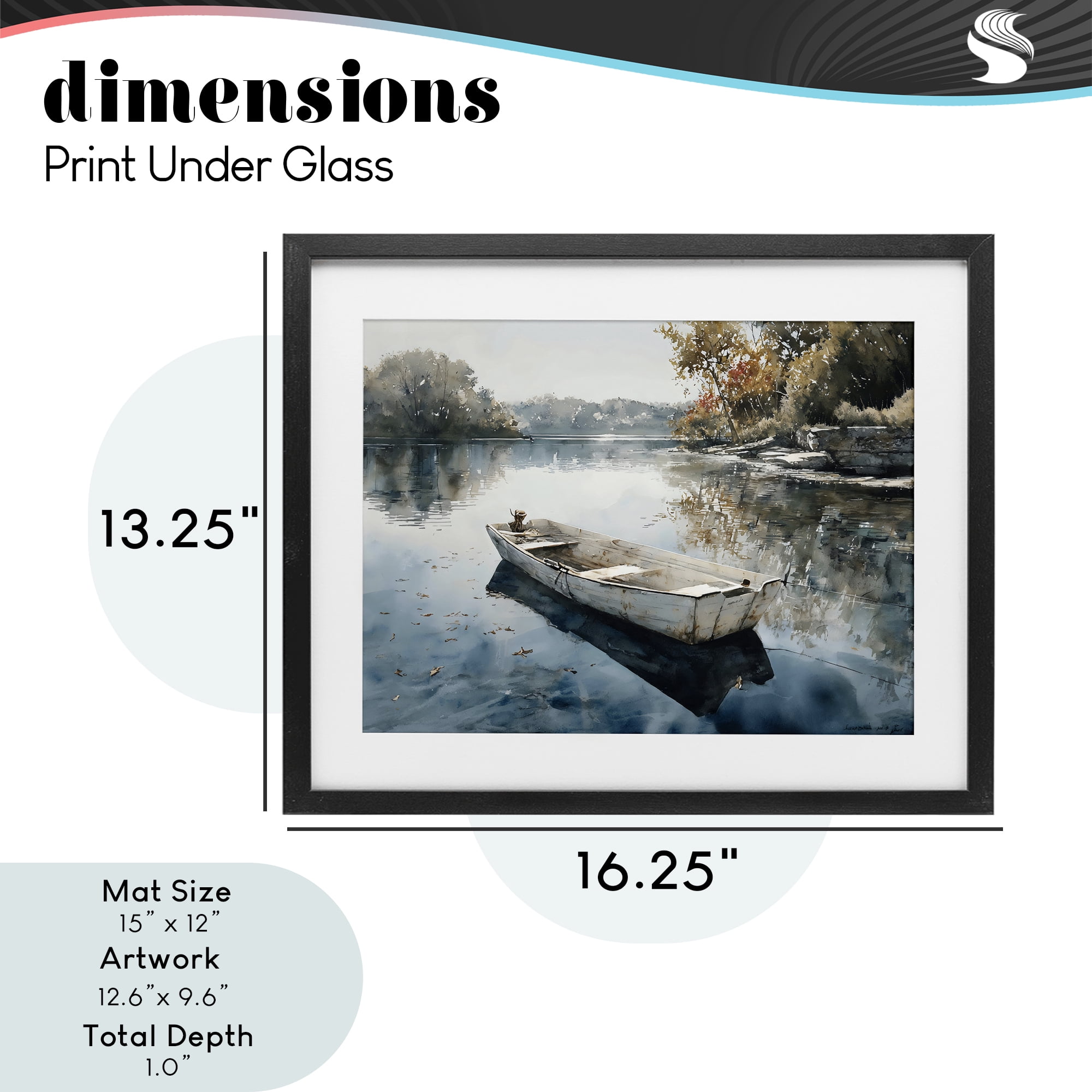 Stupell Industries Boat Ride Through Autumn Reflections Black Framed Print Under Glass, design by Franklyn Gregory