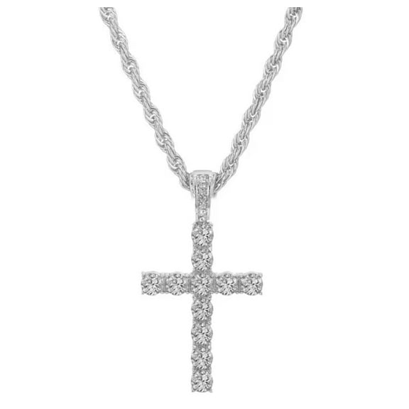 Silver Plated Rope Chain with Cross by Artisan Jeweler