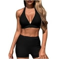 thumbnail image 2 of QUNYINEY Women's Swimsuits Spaghetti Straps Bikinis Solid Bathing Suit High Waisted Two Piece Swimsuit Sets, 2 of 7