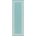 thumbnail image 3 of Bliss Rugs Striped Border Indoor Outdoor Rug Water Resistant Runner Rug for Patio, Hallway, Entryway, Deck, Aqua ,2' x 8', 3 of 8