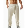thumbnail image 4 of Sweatpants for Men 2025 Cotton Linen Loose Fit Straight Leg Drawstring Joggers with Pockets Mens Casual Pants Trousers, 4 of 8