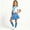 Blue, variant on Girls 4 Piece Cheerleader Outfit 3-13 Years, Dopamine Color Short Sleeve Top Tutu Skirt Shawl & Socks Set, Back to School Performance Photoshoot Costume Blue