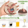 thumbnail image 3 of Haosy Set of 6 Drink Woven Coaster with Holder Heat Resistant Non-Slip Bar Coasters 4 Inches Cartoon Pig with Usa Flag, 3 of 7