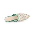 thumbnail image 4 of BLISSFUL STEP Women's Sandals Stiletto Heels Pointed Toe Lace Slide Mules White Green 8.5, 4 of 8