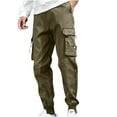 thumbnail image 2 of Cargo Pants for Men Big and Tall Plus Size Multi Pockets Relaxed Elastic Waist Hiking Jogger Tapered Pant Casual Solid Comfort Work Trousers L-5X, 2 of 4