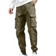 thumbnail image 2 of Pantalones largos para hombre, informales, lisos, con bolsillo, cintura elástica, para exteriores, con cordón ajustable, para trabajo, 2 of 4