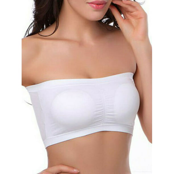 Women Plus Size Strapless Bra Bandeau Tube Removable Padded Top Stretchy -  Walmart.com