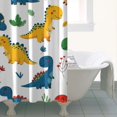 thumbnail image 4 of Colorful Dinosaur and Leaf Pattern Shower Curtain 36"x72" ,Bathroom Decorative Shower Curtains Set with 12 Hooks,Modern Waterproof Washable Shower Curtain, 4 of 6