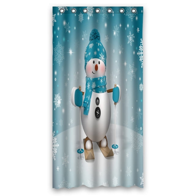 Cortina de Ducha ABPHQTO Muñeco de Nieve Poliéster Impermeable 90x180 cm con Ganchos