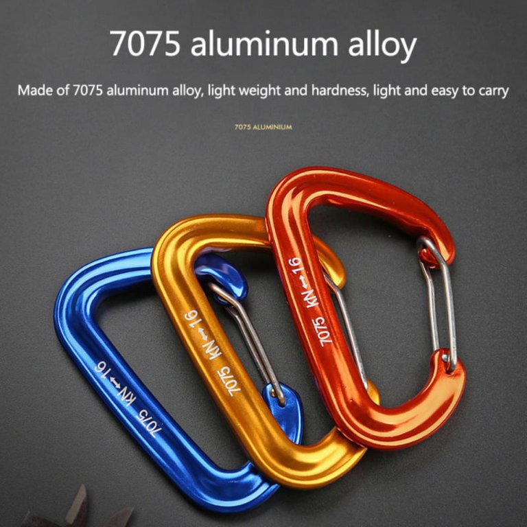 Travel Camping Hiking Aluminum Clip Hook D-Ring Keychain Carabiner 5 Pcs  Teal