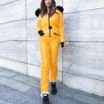 thumbnail image 2 of QATAINLAV Womens Onesie Ski Suit Winter Outdoor Sports Waterproof Snowsuit Faux Fur Collar Zip Jumpsuits Puffer Jacket, Yellow, XL, 2 of 9
