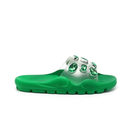 Cape Robbin Green Treasure Map Jewel Embellished Summer Pool Beach Slide Sandals