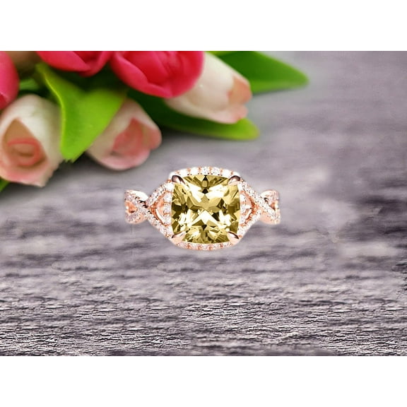 Staggering Looking 7mm Cushion Cut 1.80 Carat Champagne Diamond Moissanite Engagement Ring 10k Rose Gold Halo Wedding Ring Anniversary Promise Surprisingly Ring