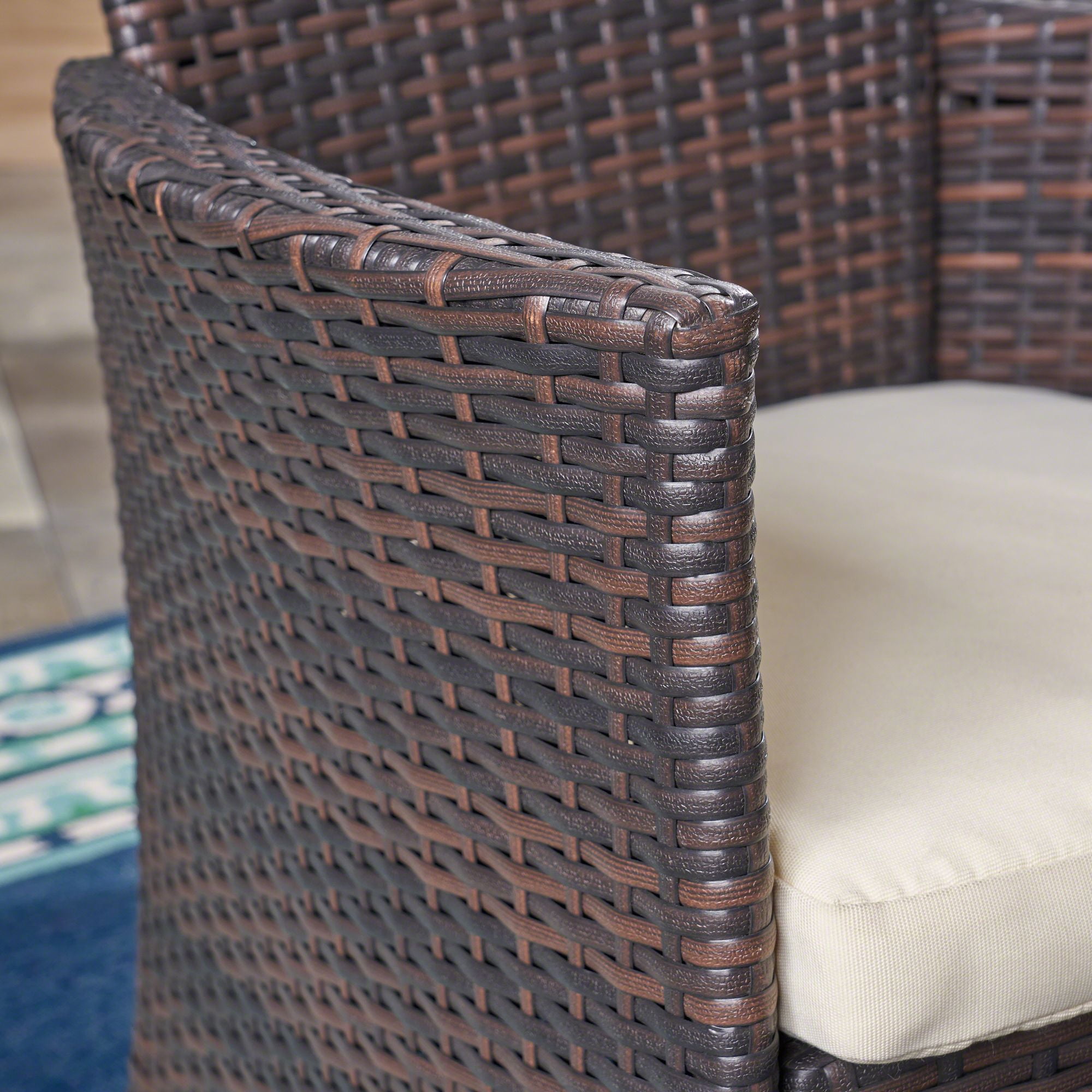 Contemporary Home Living 5-Piece Brown Wicker Finish Round Outdoor Furniture Patio Dining Set -