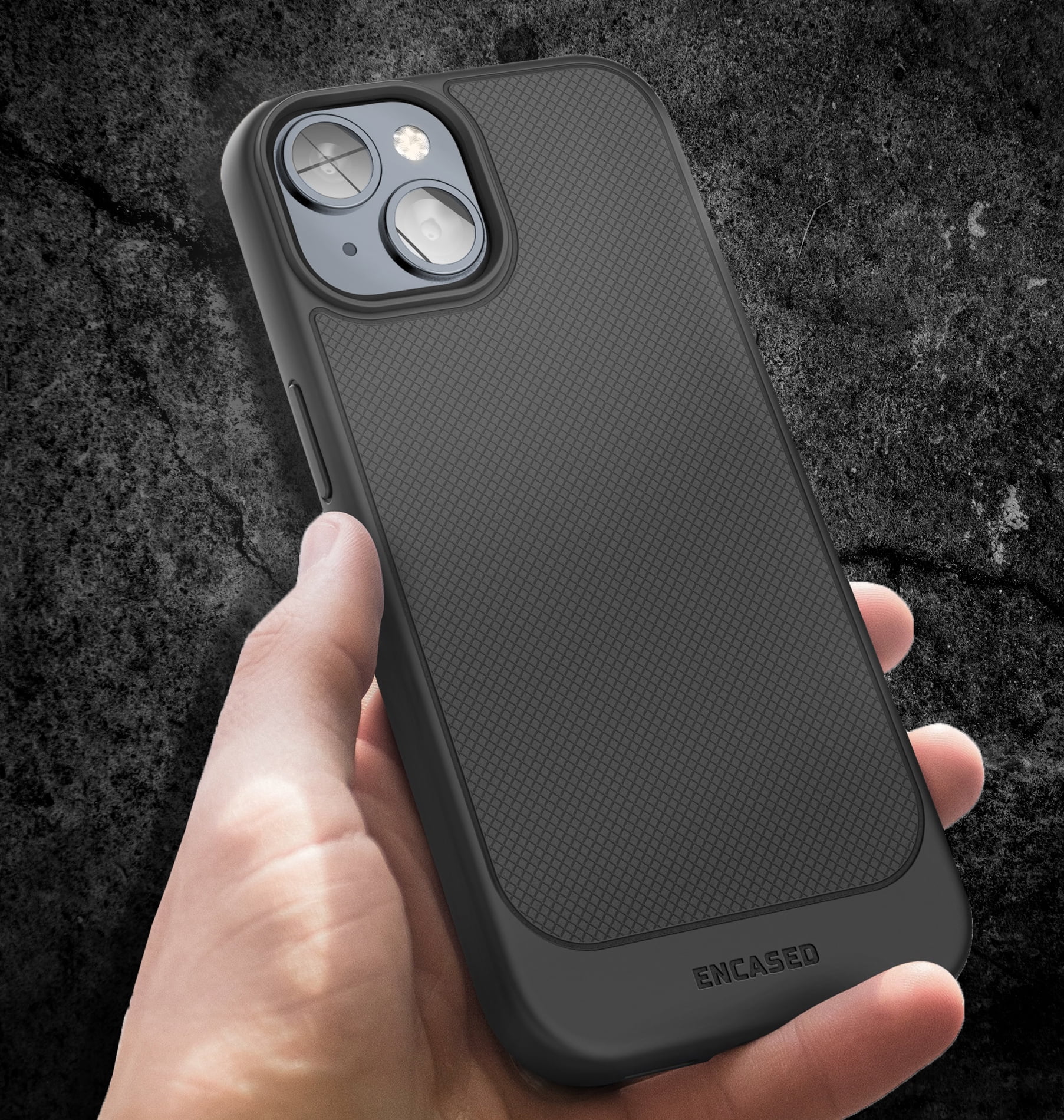 Encased Thin Armor Designed for iPhone 15 Belt Clip Case, Slim Fit Phone Case with Holster (Black)