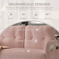 thumbnail image 5 of Sofa for Living Room, Corduroy Sofa, Double Seater Sofa with Side Pockets and Ergonomic Support, High Density Foam, Modern Monochrome Design, Pink Corduroy Fabric, 5 of 9