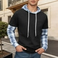 thumbnail image 1 of MHFRRA Sudadera con Capucha y Estampado de Cuadros, de Manga Larga, Informal, de Dos Piezas, para Otoño E Invierno, Ropa de Calle Cómoda para Uso Diario Negro, 1 of 5