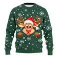 thumbnail image 5 of Christmas Sweatshirt for Men Women Long Sleeve Loose Casual Crewneck Ribbed Texture Snowflake and Reindeer Print Pullover, 5 of 6