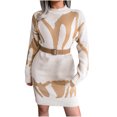 thumbnail image 1 of CEHVOM Robe Pull en Tricot à Motifs Géométriques Décontractée pour Femmes, 1 of 6