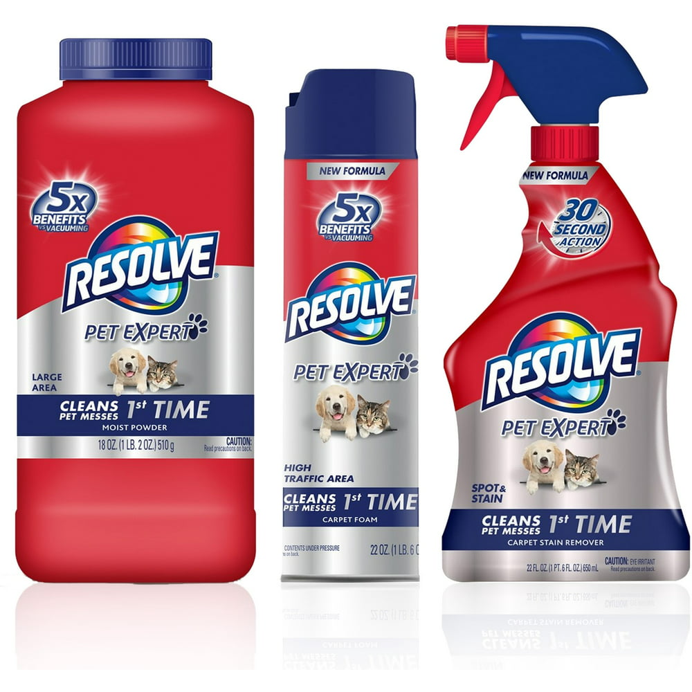 Resolve Pet Mess Cleaning Bundle Pet Carpet Cleaner Powder (18oz), Pet Stain & Odor Carpet