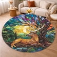 thumbnail image 5 of Round Rug, Deer Under Tree 2 Soft Washable Carpet, Non-Slip Floor Mat for Living Room Bedroom Home Decor 59 Inch, 5 of 6