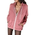thumbnail image 1 of Veste à Capuche Décontractée pour Femme, Couleur Unie, Poche Zippée, Manches Longues, Légère, Haut de Mode Printemps Automne, 1 of 6