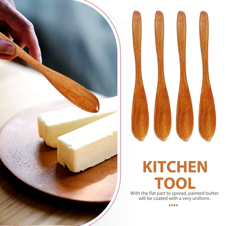 4Pcs Butter Knife Spreader Jam Spreading Knives Small Wooden