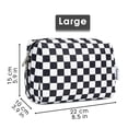 thumbnail image 7 of Cute Makeup Bag Travel Cosmetic Bag Organizer Toiletry Bag Make up Bags with Compartments Pouch Purse for Women & Men, Black Checkerboard, 7 of 7