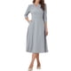 thumbnail image 2 of Vestido de trabajo para mujeres INSPIRE CHIC, corte A, mangas 3/4, vestido midi elegante, gris, talla S, 2 of 6