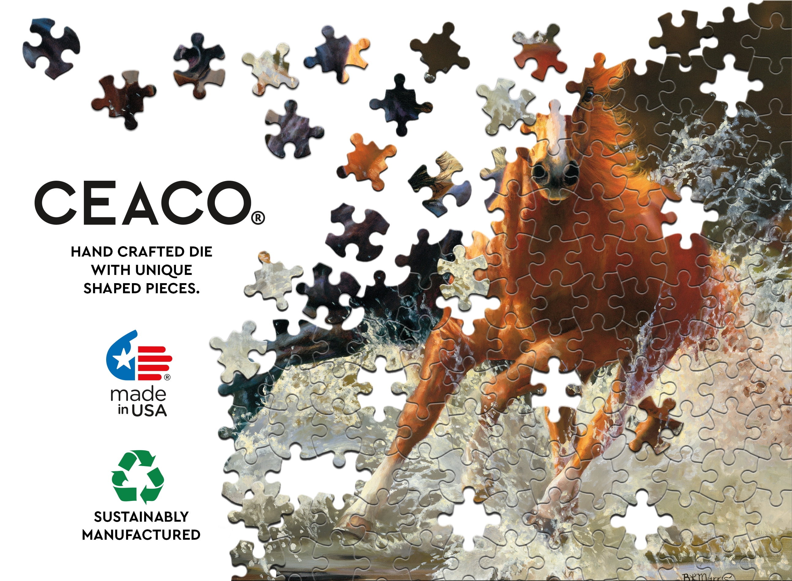 Ceaco 550-Piece Horses Splash Interlocking Jigsaw Puzzle
