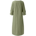 thumbnail image 4 of Jinhomg Cotton Linen Maxi Dresses for Women Casual Solid Half Sleeve Maxi Dress Loose Comfy Crew Neck Summer Vacation Beach Dresses with Pockets Lighten Green XXXL, 4 of 8