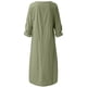 thumbnail image 4 of Puntoco Vestido De Manga Larga Con Bolsillo Informal De Algodón Y Lino De Color Sólido Con Cuello Redondo De Primavera Y Verano Para Mujer Verde L,Regalos Para Mujer Joven, 4 of 7