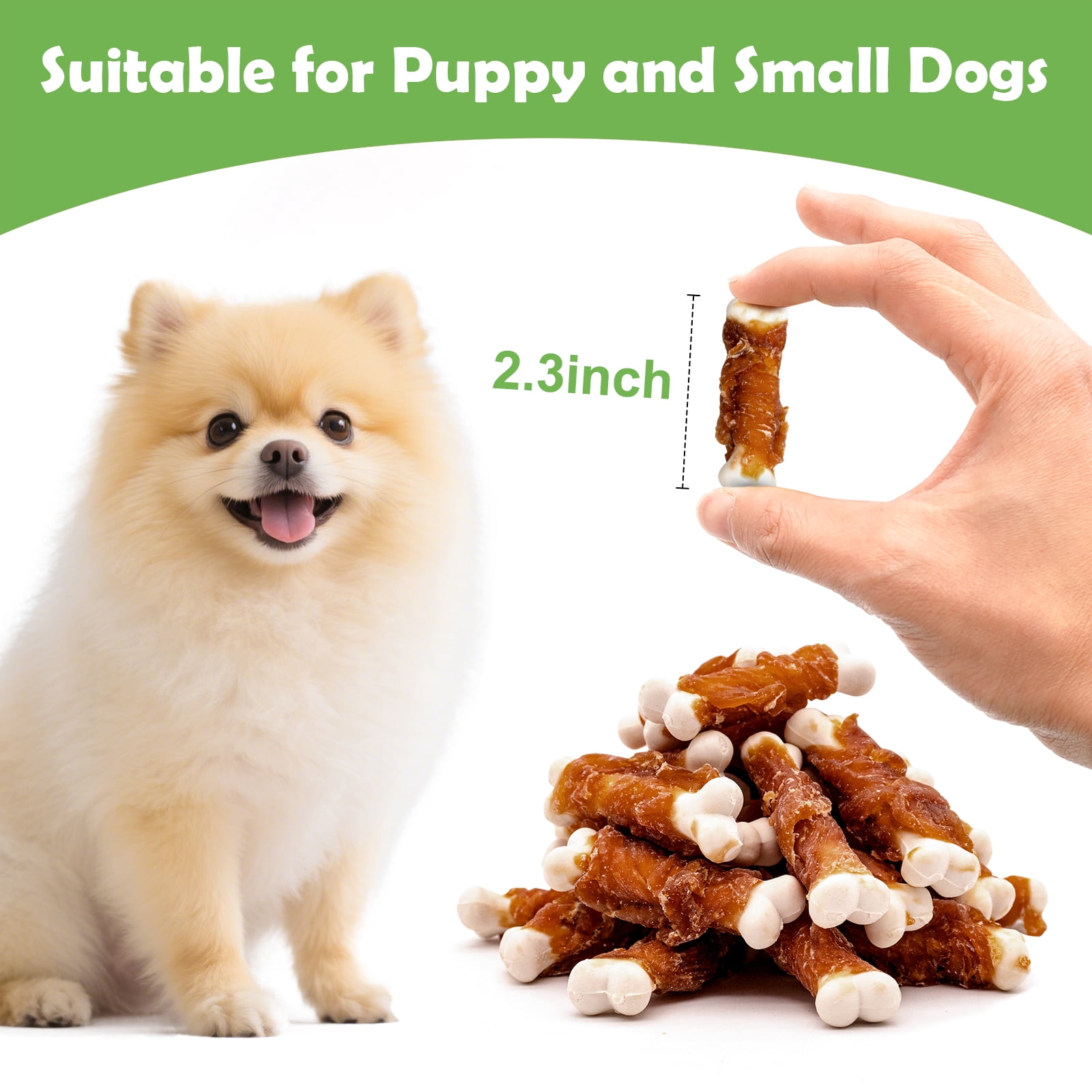 MON2SUN Chicken Wrapped Calcium Bones Small Dog Treats, 1.2 lb (56 Count)