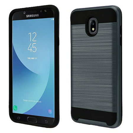 Samsung Galaxy J7 2018, J737, J7 V 2nd Gen, J7 Refine - Phone Case Shockproof Hybrid Rubber Rugged Case Cover Brushed Ink (Best Phone In D World)