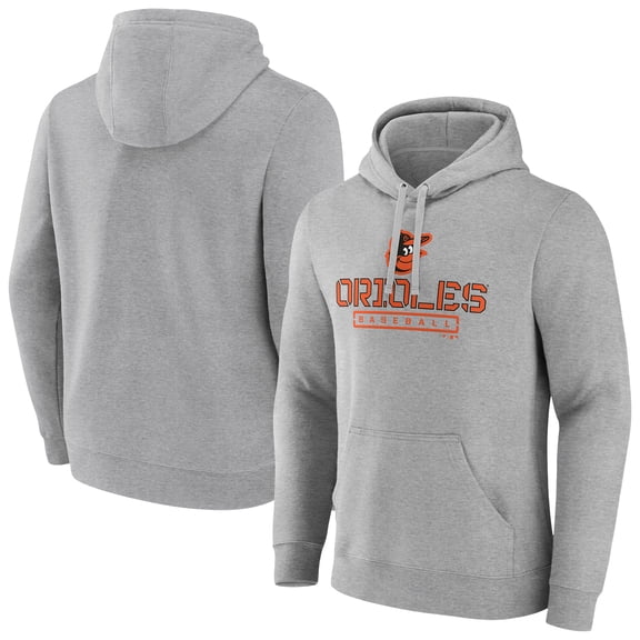 Men's Gray Baltimore Orioles Evanston Stencil Pullover Hoodie