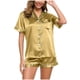 thumbnail image 4 of Conjunto de pijama de seda para mujer: top de satén con botones y pantalones cortos, ropa de estar por casa suave, ideal para las noches de verano y para relajarse de forma informal., 4 of 7