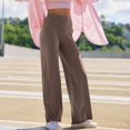 thumbnail image 4 of ZOIGHDA Yoga Pants Women High Waist Straight Wide Leg Solid Color Exercise Gym Running Leggings with Pockets(Khaki,X-Large), 4 of 9