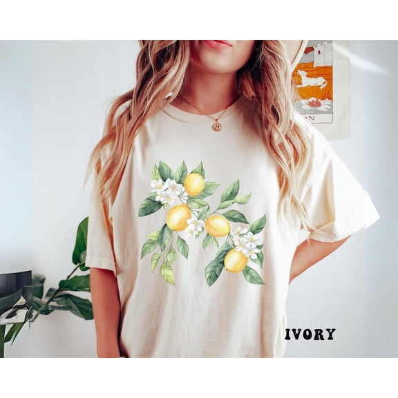 Vintage Lemon Colors T-shirt, Cottagecore Citrus Aesthetic Summer Tee, Boho Fruit Print, Vintage lemon t-shirt