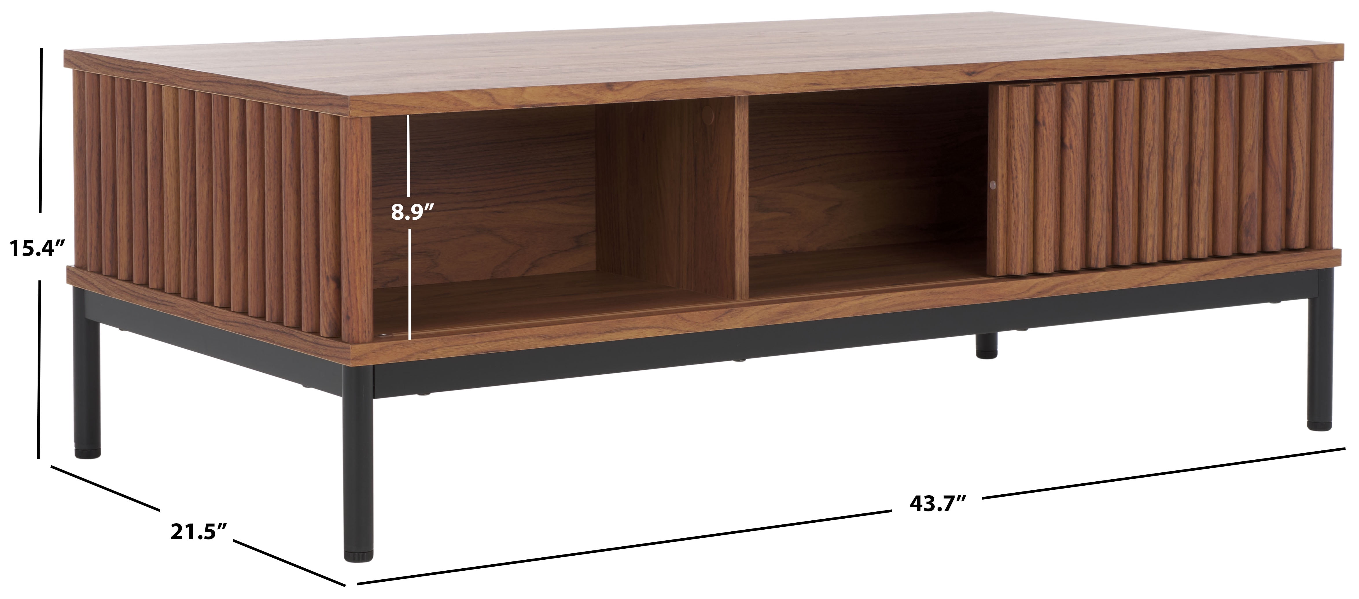 SAFAVIEH Lylia Contemporary 2 Door Wood Coffee Table, Walnut/Black