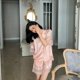 thumbnail image 1 of Conjunto de Pijama de encaje para mujer, ropa de dormir de manga corta, sólido, traje de casa, ropa de noche, verano coreano, 2 piezas, 1 of 4