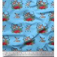 thumbnail image 1 of Soimoi Blue Cotton Duck Fabric Deer Animal Printed Craft Fabric by the Yard 42 Inch Wide, 1 of 1