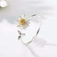 thumbnail image 4 of HomeKingdee Daisy Ring with Small Leaf Design - Open Adjustable Flower Jewelry for Daily Wear Gift Giving, 4 of 5