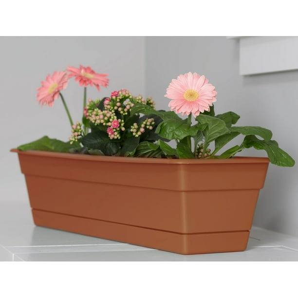 Bloem Dura Cotta Window Box Planter w/Tray 24" Terra Cotta Walmart