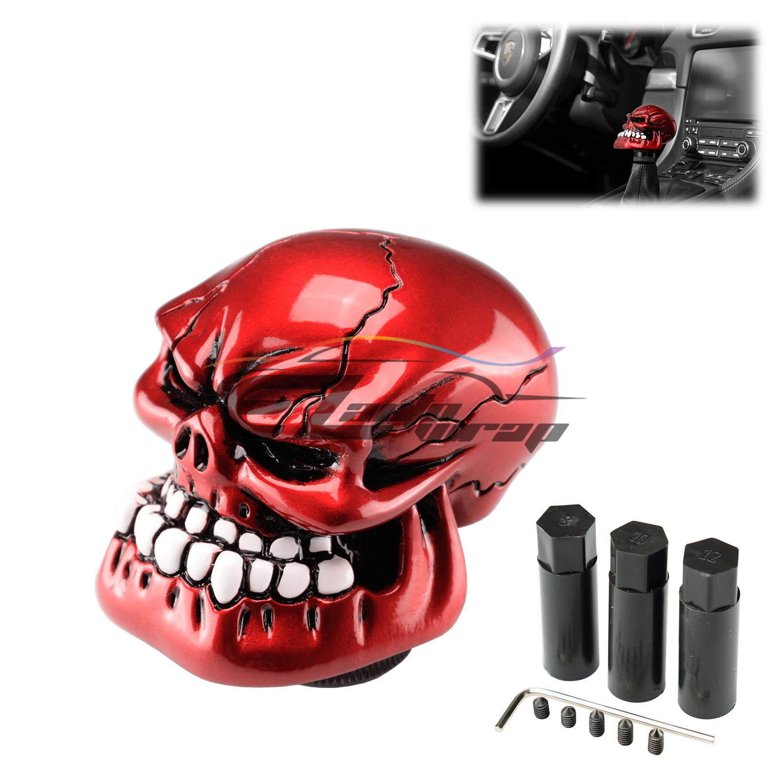 Red Universal Manual Wicked Carved Skull Head Gear Car Stick Shift Knob Shifter